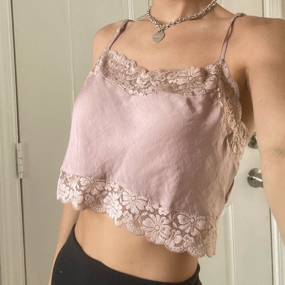Brandy Melville Pink lace Crop Top